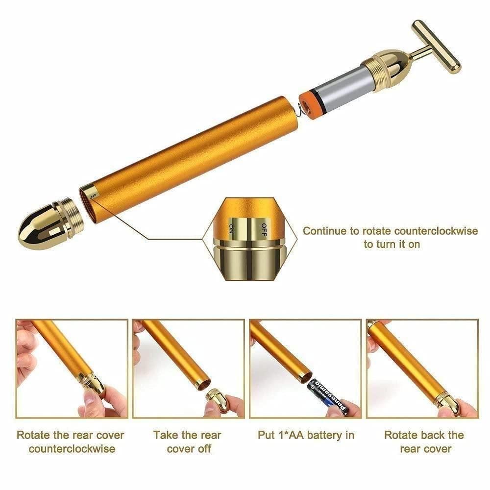 24K Gold Facial Massager Roller for anti-aging & wrinkle reduction