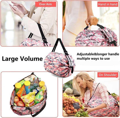 2-Pack Foldable Shopping Bags – Reusable, Lightweight, Eco-Friendly Tote Bags for Grocery, Travel & Daily Use