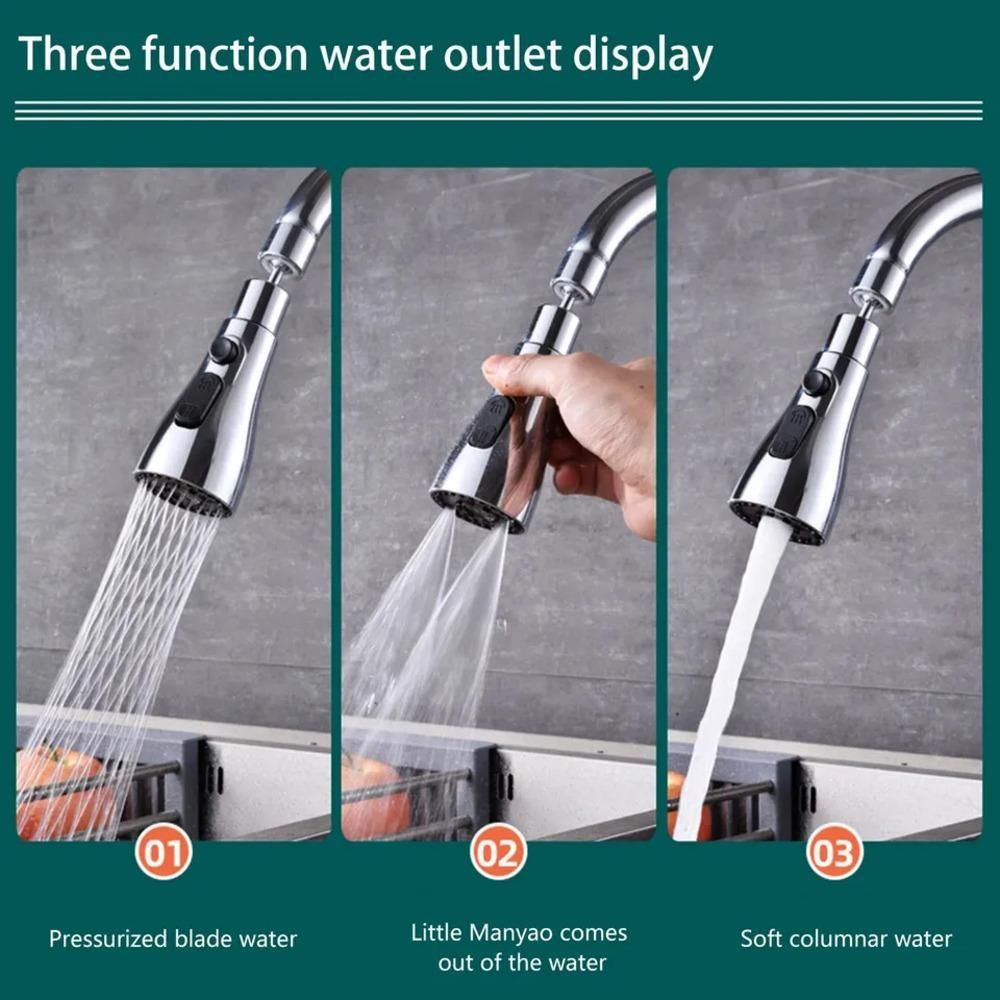 3 Modes Kitchen Sink Faucet – 360° Rotating, Adjustable Water Saving Tap Sprayer for Kitchen & Bathroom