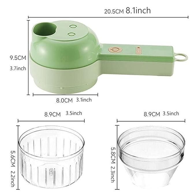 4-in-1 Portable Electric Vegetable Cutter Set – USB Rechargeable Mini Food Chopper with Slicer, Peeler & Cleaning Brush