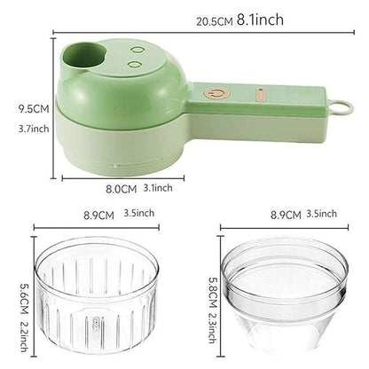 4-in-1 Portable Electric Vegetable Cutter Set – USB Rechargeable Mini Food Chopper with Slicer, Peeler & Cleaning Brush