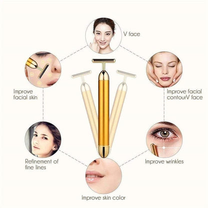 24K Gold Facial Massager Roller for anti-aging & wrinkle reduction