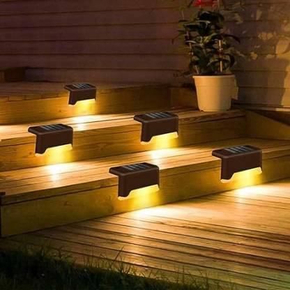 Solar Deck Lights Outdoor – Waterproof LED Step & Railing Lights for Garden, Patio, Stairs & Fences – Warm White, Auto On/Off, Energy-Saving (Pack of 4)